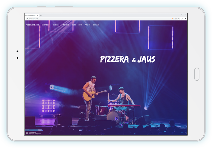 Screenshot der Website für Pizzera & Jaus